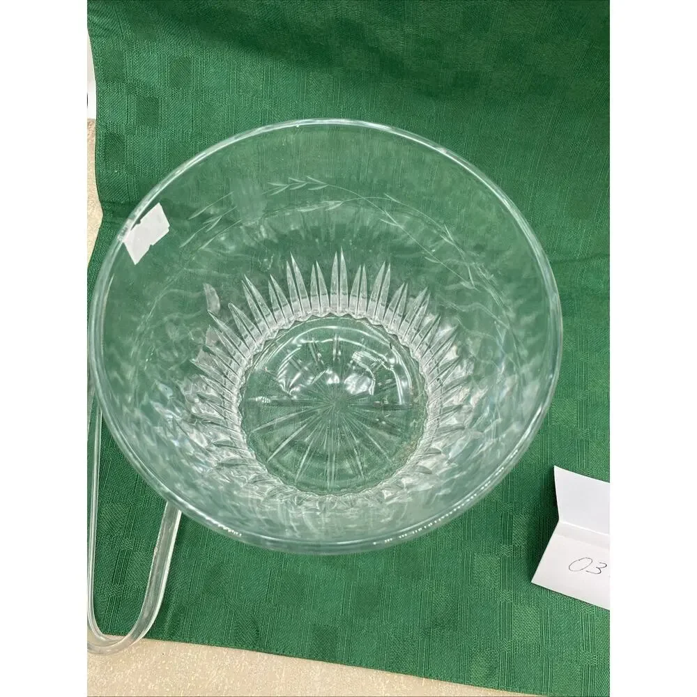 Vintage 1974 Princess House Heritage Ice Bucket Etched Floral Design